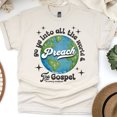 thumbnail image 1 of Preach the Gospel Shirt – Mark 16:15 Christian Evangelism Earth Graphic Tee, Natural, Size XL, 1 of 6