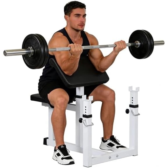 Preacher Curl Bench, Adjustable Arm Curl Bench for Bicep Isolation 550 LBS Capacity Home Gym Strength Training Equipment, Barbell Rack and Dumbbell Station$$Sport & Recreation Other