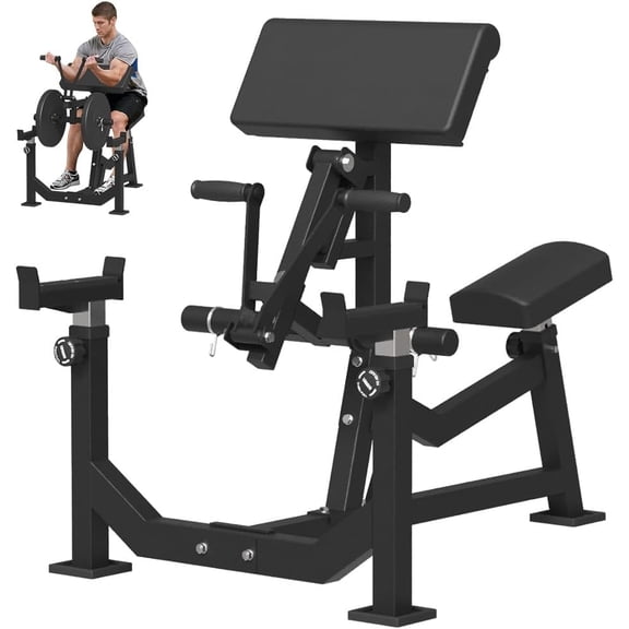 Preacher Curl Bench Bicep Machine,Plate Loaded Bicep Curl Machine,Bicep and Tricep Workout Equipment,2 in 1 Arm Training Machine for Home Gym,Strength Training Workout Weight Bench