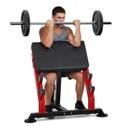 Preacher Curl Bench,Seated Arm Isolated Barbell Dumbbell Bicep Station for Arm Workout,Adjustable Bicep Curl Machine with 2 Bar Holders for Home Gym