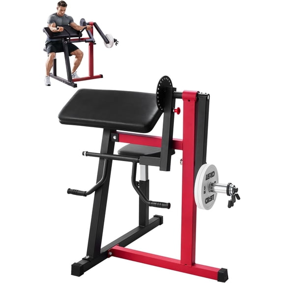 Preacher Curl Machine, 2 in 1 Bicep Curl Machine and Triceps Extension Machine, Seated Arm Isolated Bicep Station, Strength Training Workout Weight Bench, Exercise Equipment for Home Gym