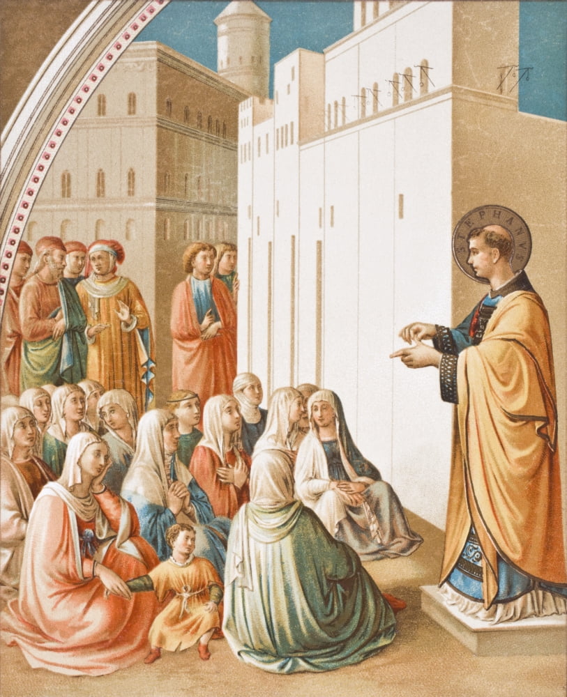 The Preaching Of StStephen After The Fresco Painting By Fra Angelico From Science And Literature In The Middle Ages By Paul Lacroix Published London 1878 Canvas Art - Ken Welsh Design Pics (13 x 16)