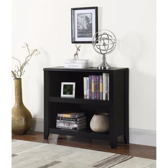 Sophisticated Wooden Bookcase With 2 Shelves, Black