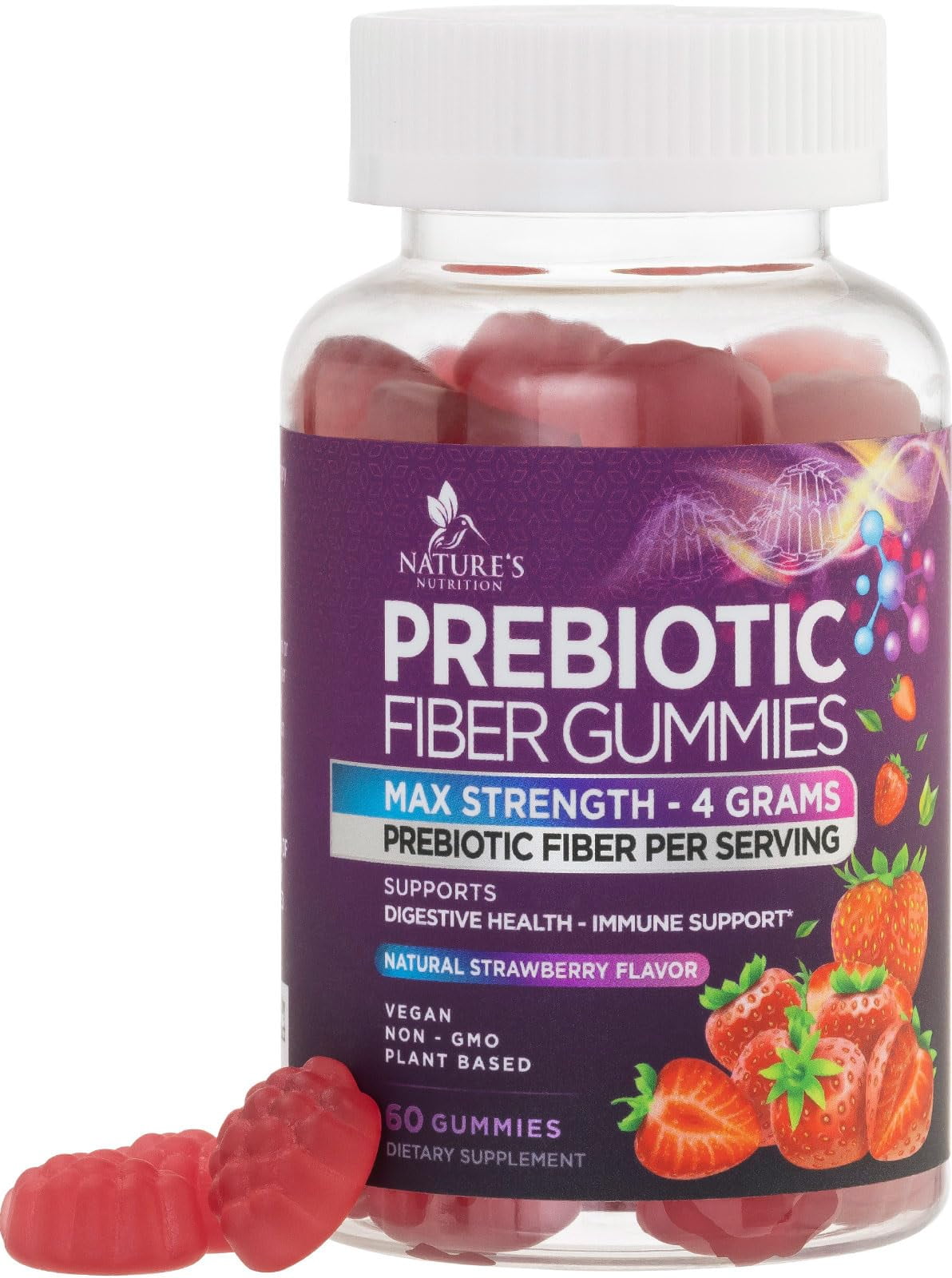 Prebiotic Fiber Gummies 4g, Daily Gummy Fiber Supplement, Digestive