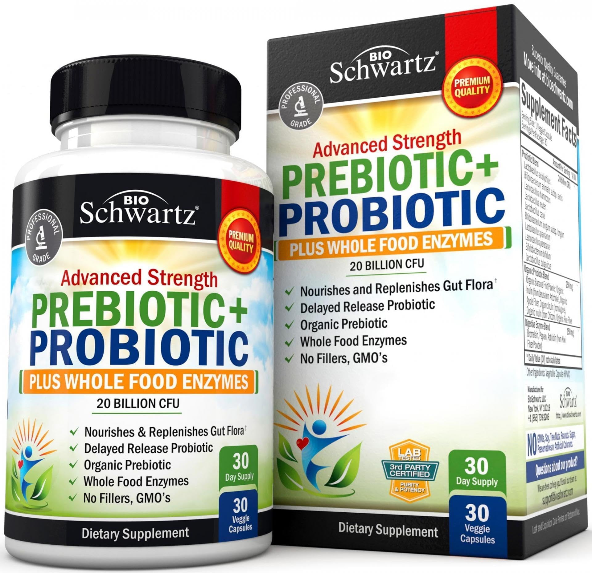 Prebiotics and Probiotic with Whole Food Enzymes for Adults Women & Men