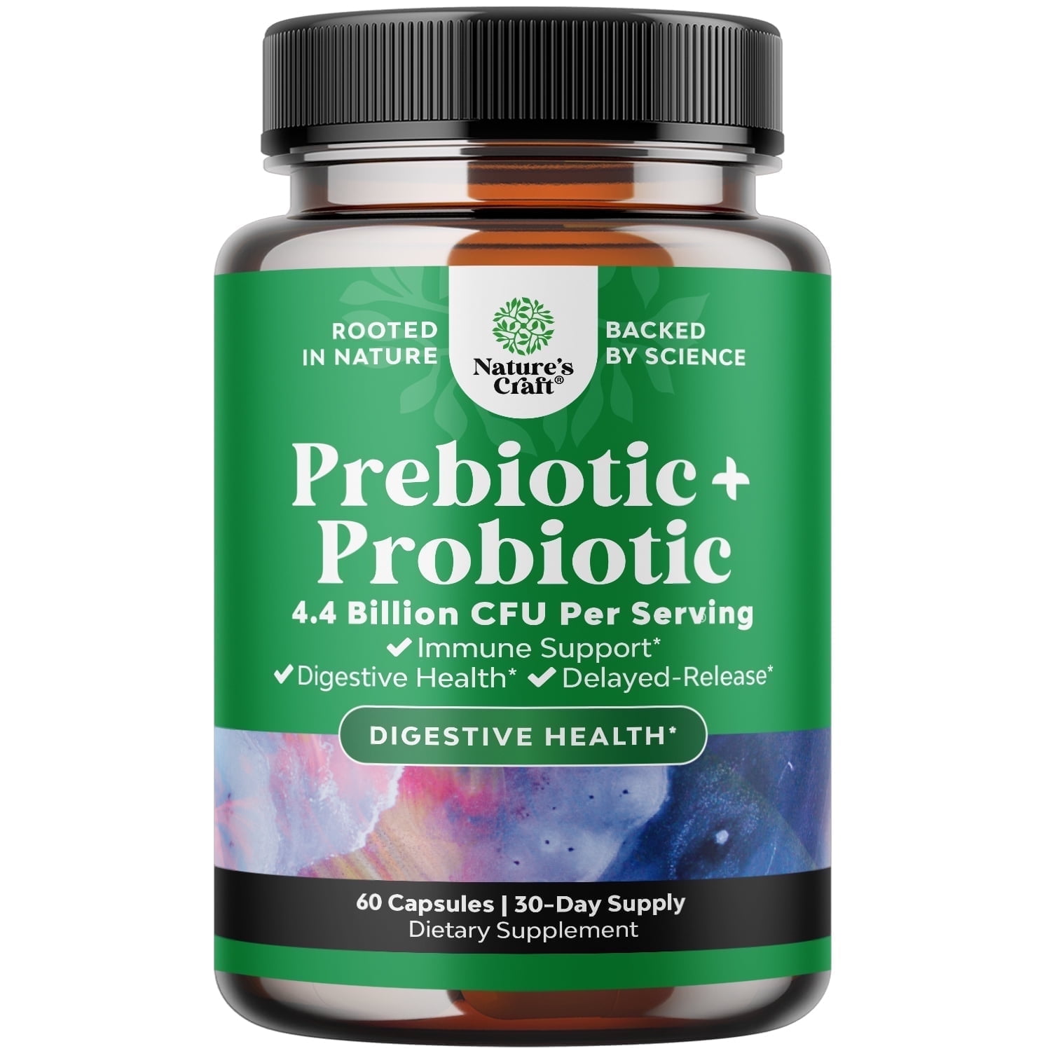 Natures Craft Prebiotics and Probiotics Gut Health Supplement for Digestive Health, 60 Capsules