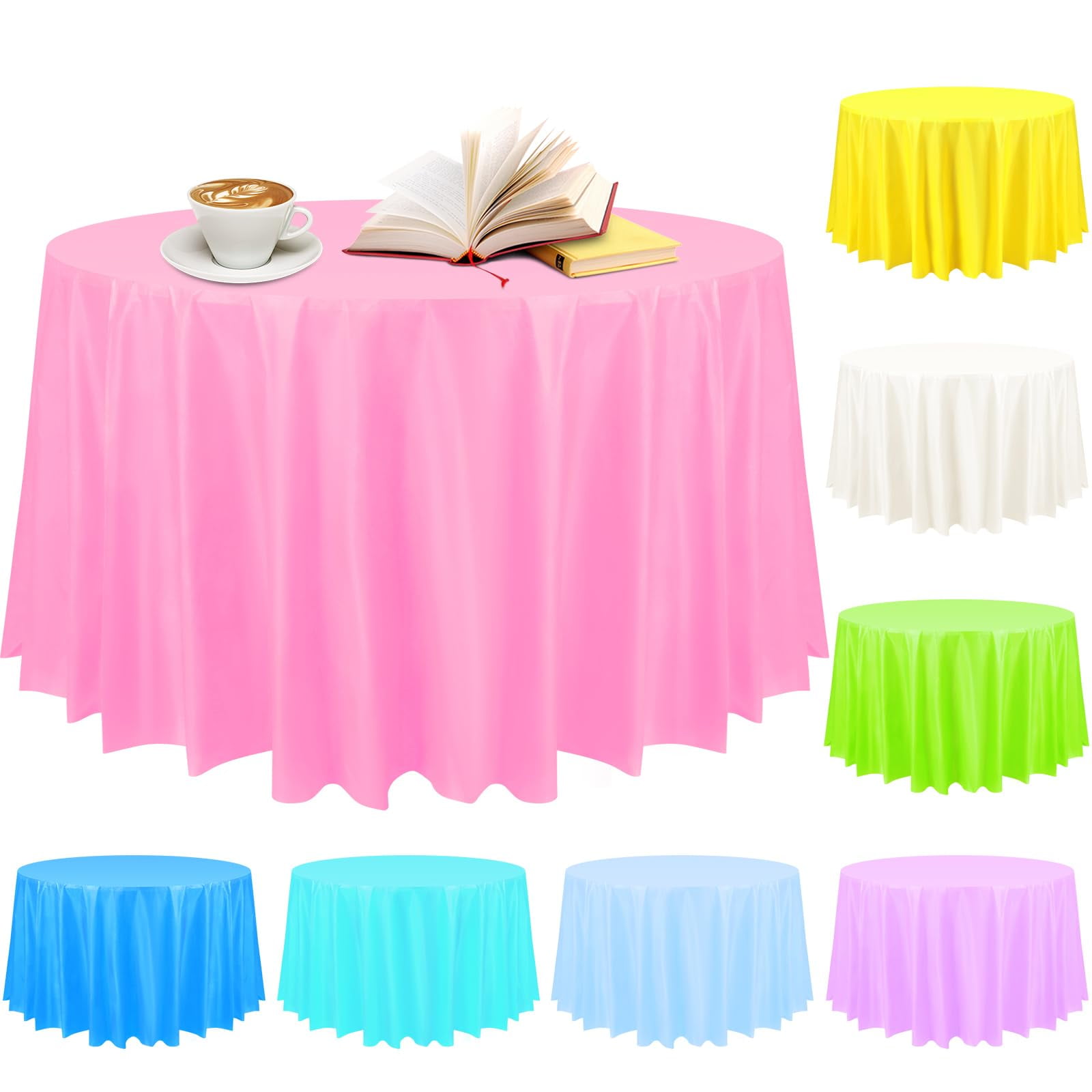 Preboun Spring Plastic Tablecloth ZS23 84 Inch Round Cover Decorative