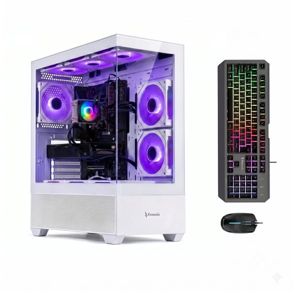 Prebuilt Gaming PC Desktop Computer Intel i7 GTX 1050 16GB RAM 512GB SSD 1TB HDD WiFi 6 BT5.4 Windows11 ARGB Fansx9 with Rbg Keyboard & Mouse