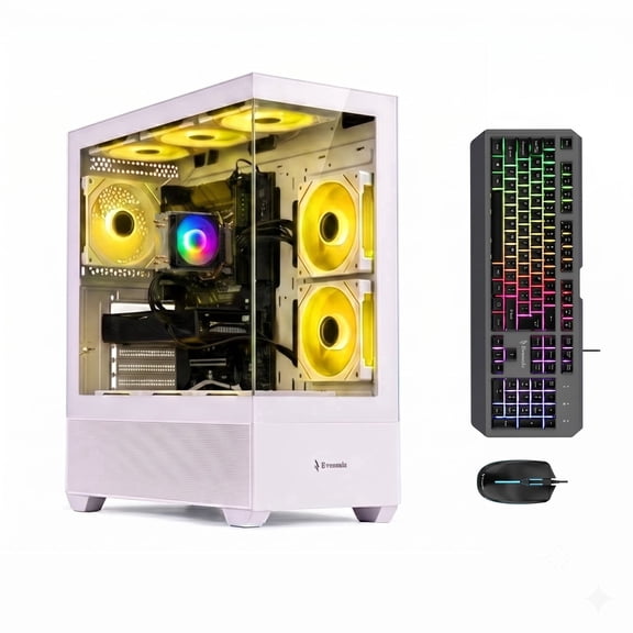 Prebuilt Gaming PC Desktop Computer i7-8700K RX 580 16GB RAM 1TB SSD WiFi 6 BT5.4 Win11 ARBG Fansx9 with Rbg Gaming Keyboard & Mouse