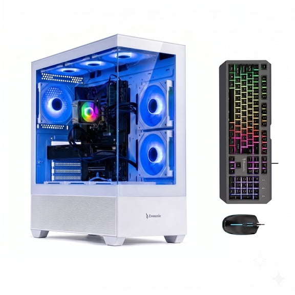 Prebuilt Gaming PC Desktop Computer Intel Xeon E5 GTX 1660 32GB RAM 512GB SSD WiFi 6 BT5.4 Win11 RGB Fansx9 With Keyboard & Mouse