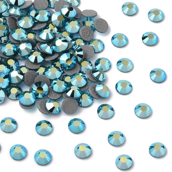 Preciosa Crystal Hotfix Flatback Stones Czech Crystal Round(438 11 612 Chaton Rose VIVA 12 ) 60230 200 Blue Zircon AB SS12(3~3.2mm)