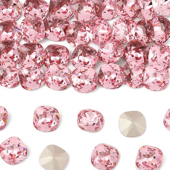 Preciosa MAXIMA Crystal Fancy Stones Czech Crystal 435 36 132 Cushion Square Dura Foiling 70020 Light Rose 10x10mm