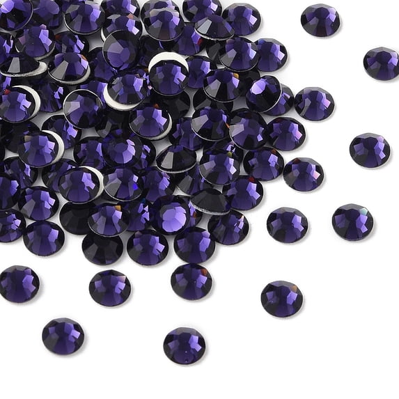 Preciosa® MAXIMA Crystal No Hotfix Flatback Stones Czech Crystal Dura Foiling Round(438 11 615 Chaton Rose) 20490 Purple Velvet SS16(3.8~4mm)