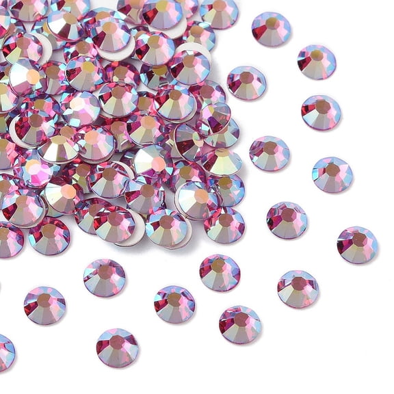 Preciosa® MAXIMA Crystal No Hotfix Flatback Stones Czech Crystal Dura Foiling Round(438 11 615 Chaton Rose) 70350 200 Fuchsia AB SS6(1.9~2.1mm)