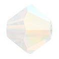 thumbnail image 1 of Preciosaeg Beads Czech Bicone(451 69 302 Rondelle) 01000 200 White Opal AB 4mm Hole: 0.8mm, 1 of 5