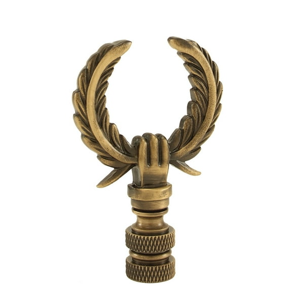Precious Antiqued Wreath Lamp Finial Antiqued Brass 2.5"h