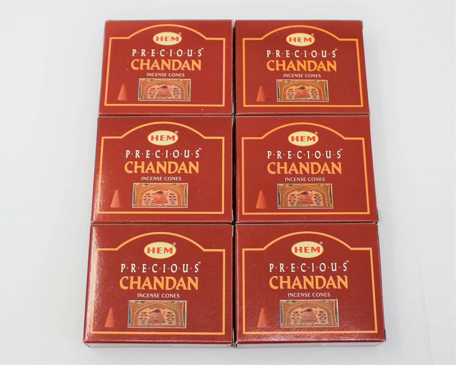 Precious Chandan, Incense Cones Bulk Lot Of 6 Packs Of 10 Cones = 60 Cones Hem