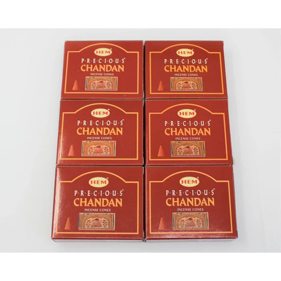Precious Chandan, Incense Cones Bulk Lot Of 6 Packs Of 10 Cones = 60 Cones Hem