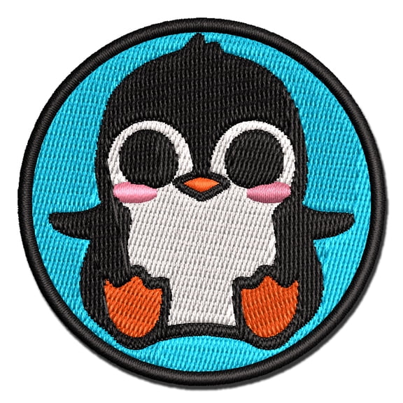 Precious Kawaii Chibi Baby Penguin Sitting Applique Multi-Color Embroidered Iron-On Patch - 2.0 Inch Mini