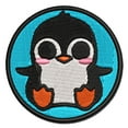 thumbnail image 1 of Precious Kawaii Chibi Baby Penguin Sitting Applique Multi-Color Embroidered Iron-On Patch - 3 Inch Medium, 1 of 5