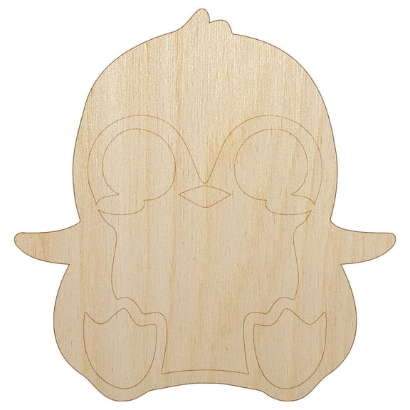 Precious Kawaii Chibi Baby Penguin Sitting Wood Shape Unfinished Piece Cutout Craft DIY Projects - 4.70 Inch Size - 1/8 Inch Thick