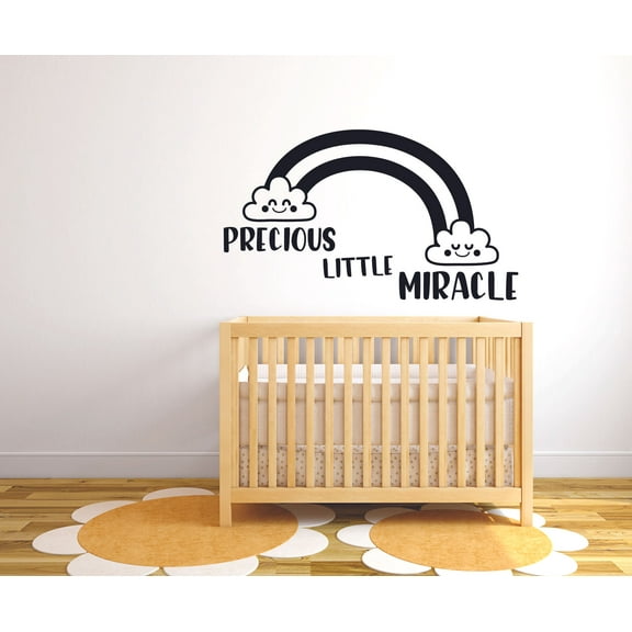 Precious Little Miracle Newborn Baby Babies Quote Wall Sticker Art Decal for Girls Boys Room Bedroom Nursery Kindergarten House Fun Home Decor Stickers Wall Art Vinyl Decoration Size (20x40 inch)