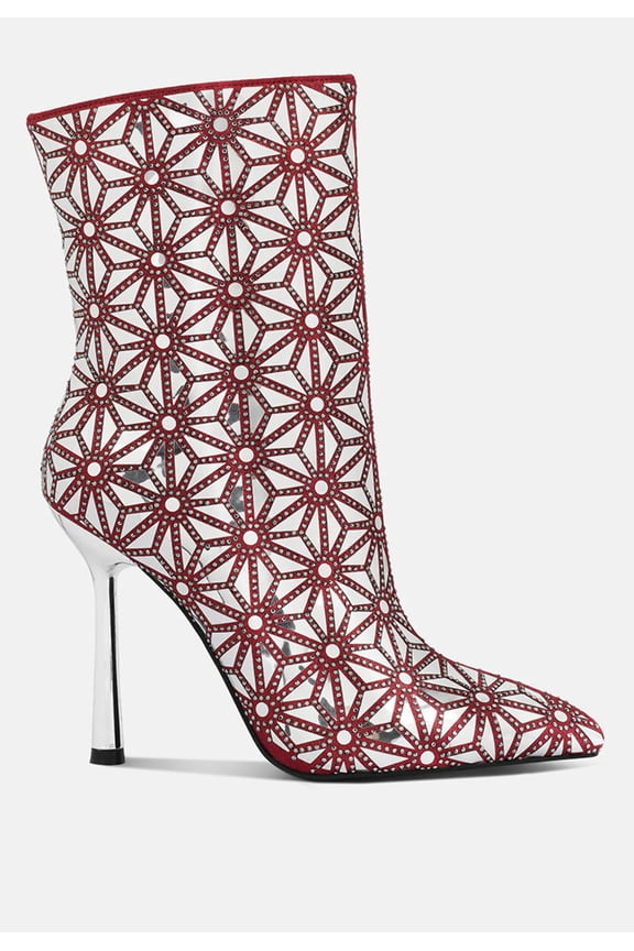 Precious Mirror Embellished High Ankle Boots