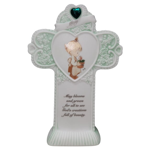 Precious Moments 154423, May Monthly Standing Cross - With Box