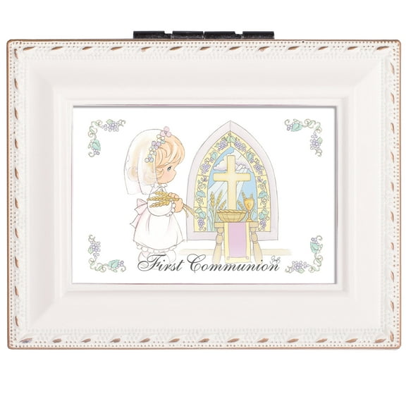 Precious Moments 1St Communion Girl Cottage Garden Ivory Tiny Square Treasure...