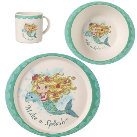 Precious Moments 191484 Mermaid Toddler Mealtime Feeding Set: Plate, Bowl, Cup, Multi