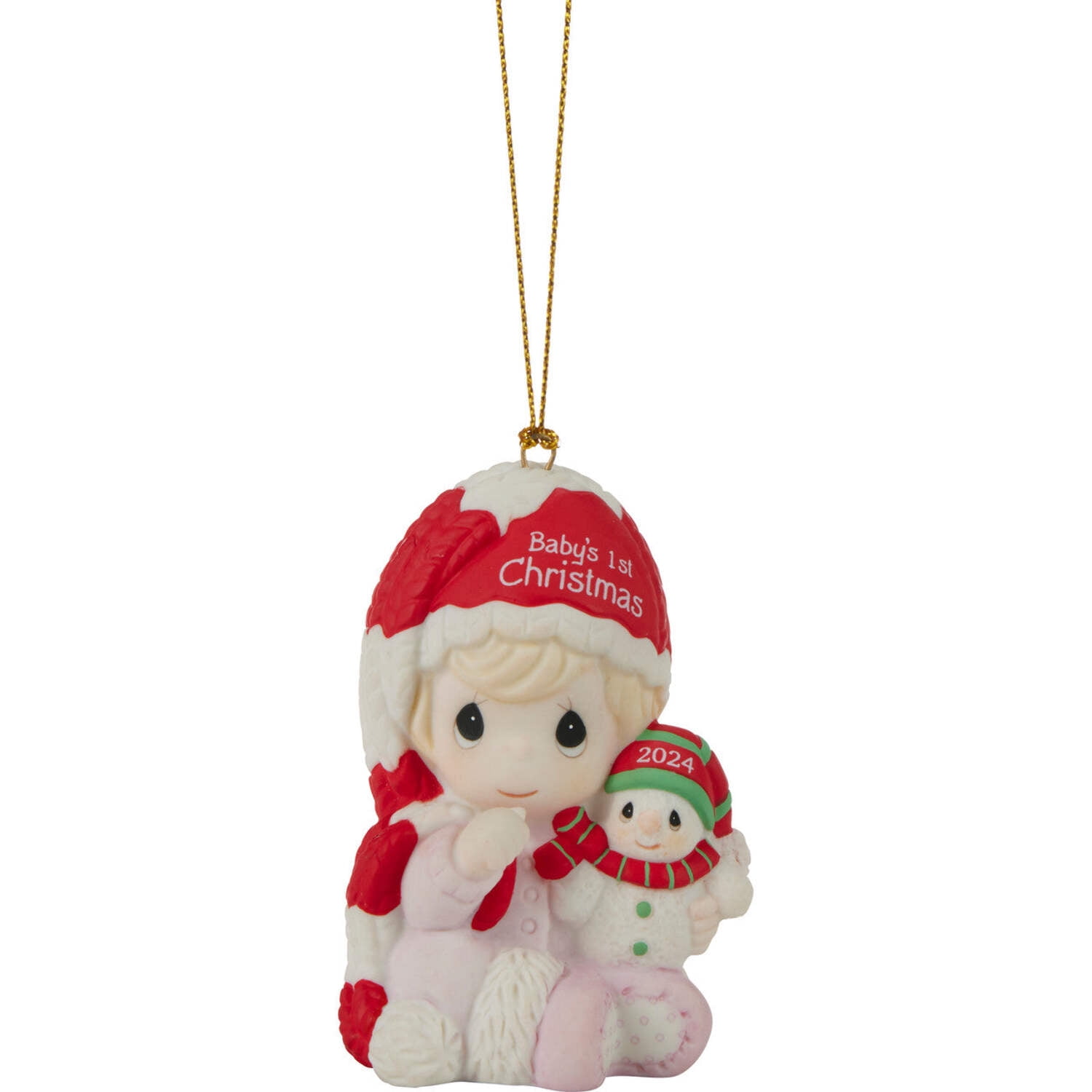 Baby's First Christmas 2024 Porcelain Ornament with Snowman