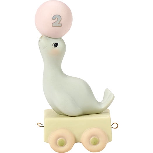 Precious Moments Birthday Train, Age 2, God Bless You On Your Birthday, Bisque Porcelain Figurine, 1 Each