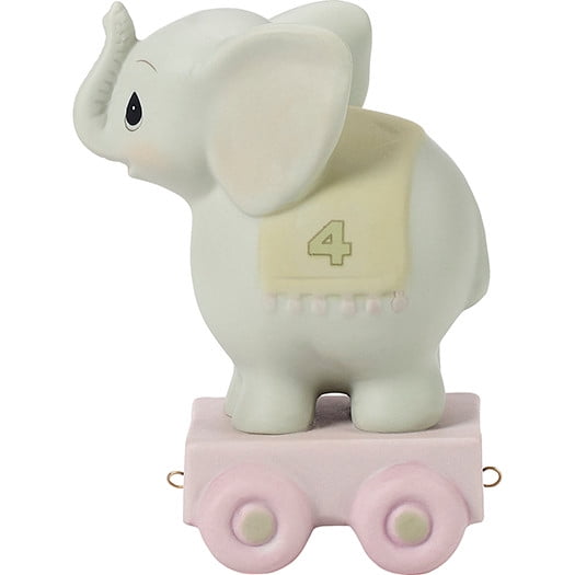 Precious Moments Birthday Train, Age 4, May Your Birthday Be Gigantic, Bisque Porcelain Figurine, 1 Each
