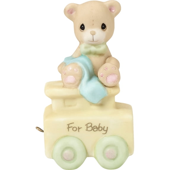 Precious Moments Birthday Train, New Baby, May Your Birthday Be Warm, Bisque Porcelain Figurine, 1 Each