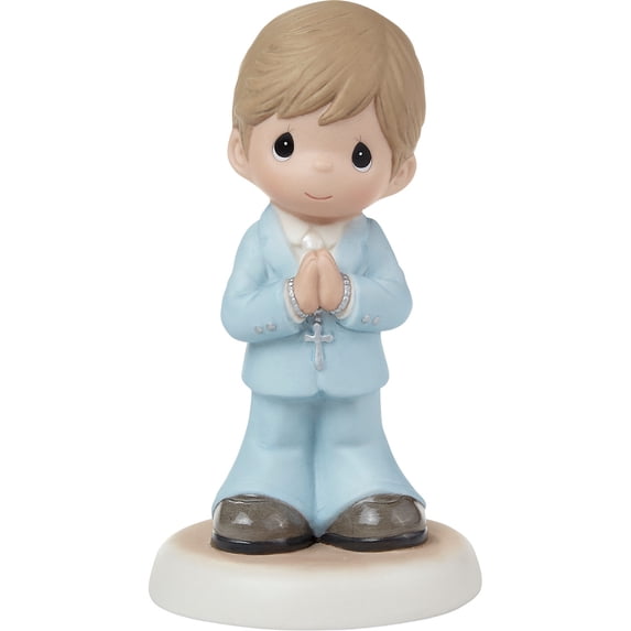 Precious Moments Blessings On Your First Communion Brunette Hair/Medium Skin Boy Figurine, 1 Each
