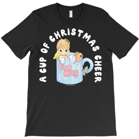 Precious Moments Christmas Angel Funny A Cup Of Christmas Cheer Holiday Graphic T-Shirt G11733, Up to 5XL