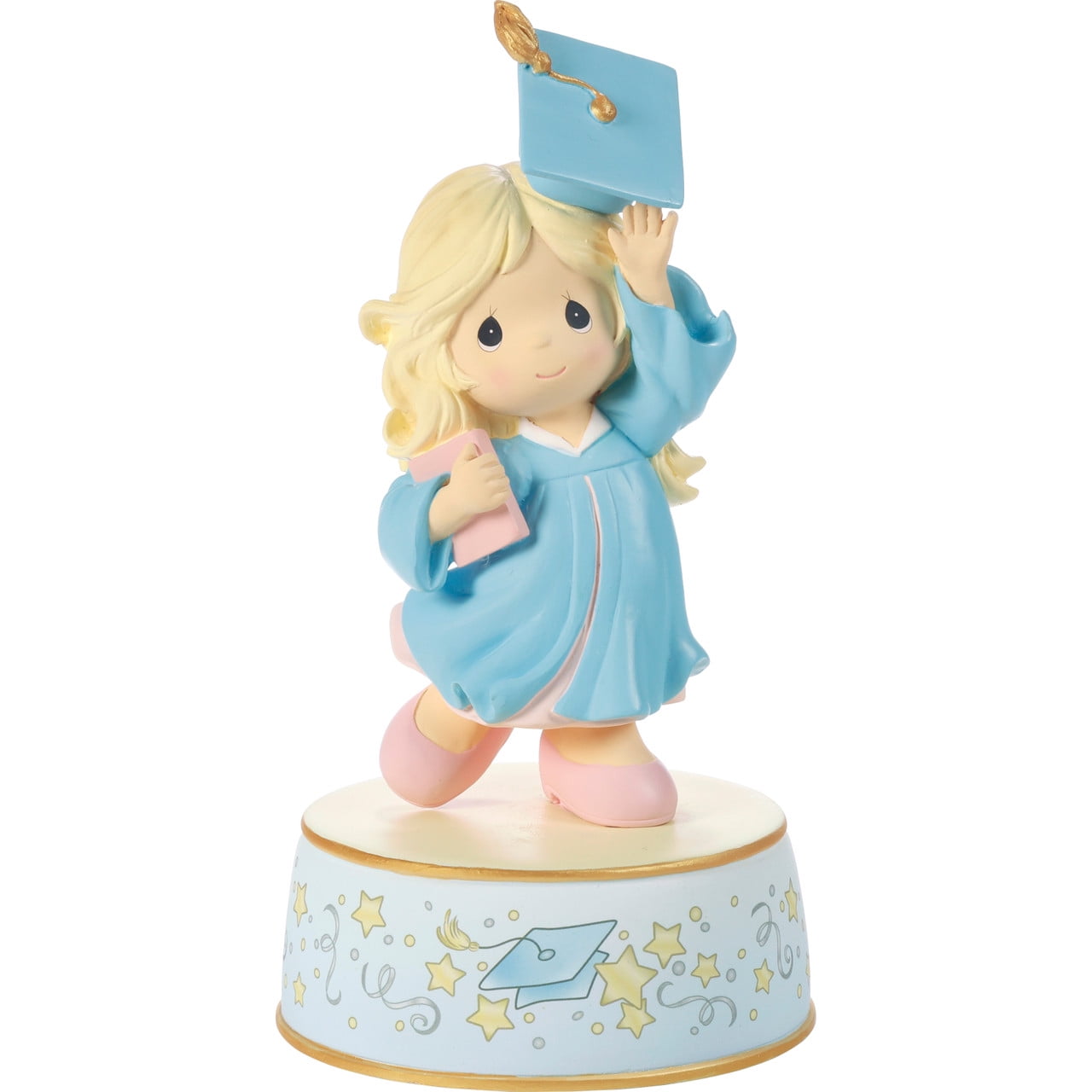 Precious Moments From Cap And Gown To New Horizons Blonde Girl/Blue Gown Graduation Musical, 1 Each