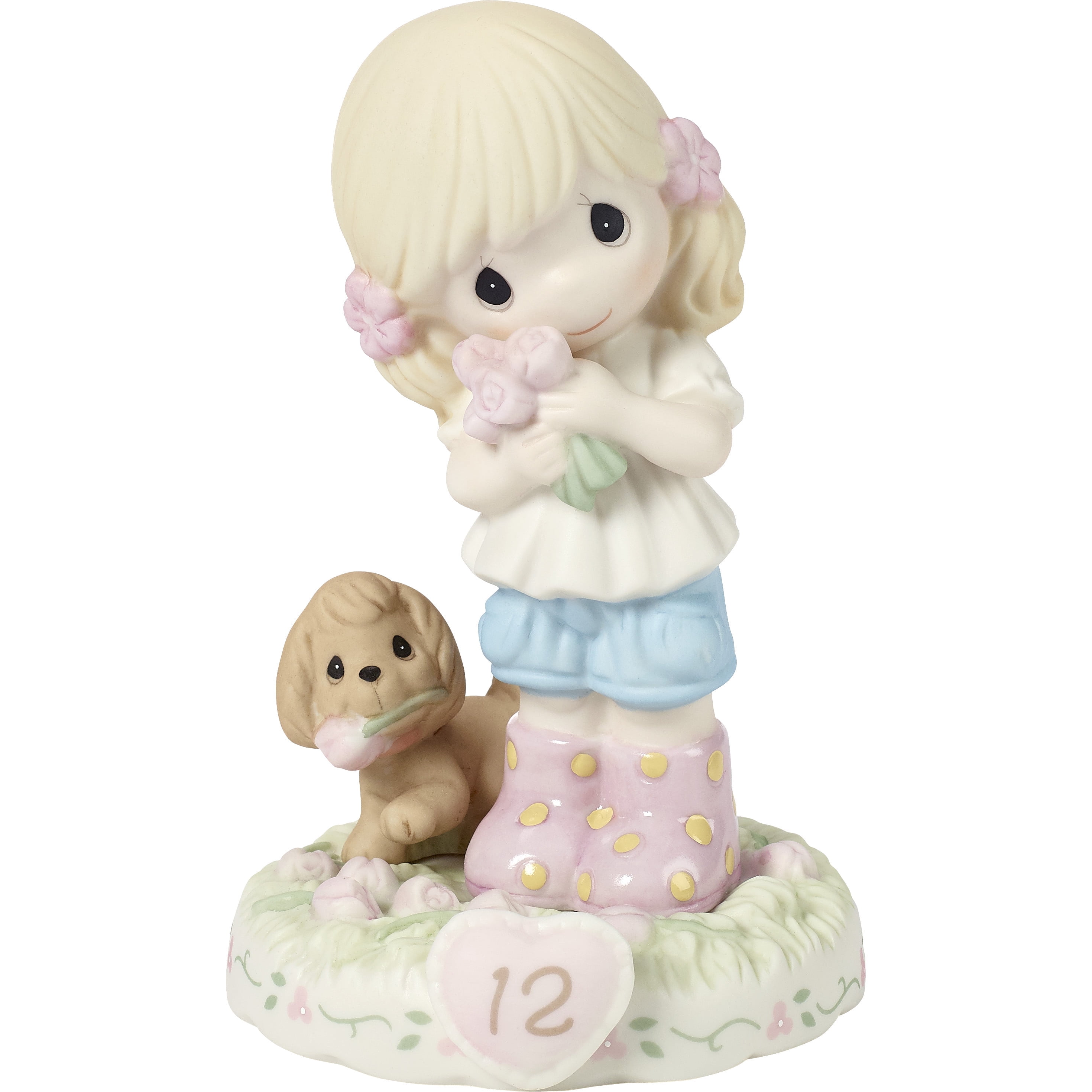 Blonde Girl and Puppy Porcelain Figurine, 5.12 inches