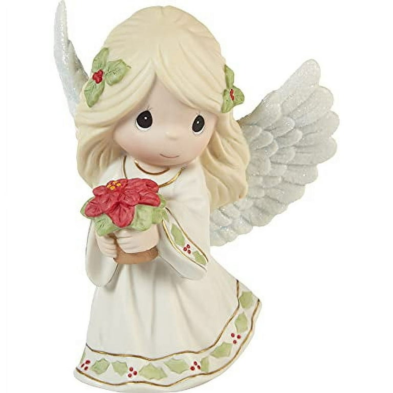 Precious Moments May Your Christmas Blossom with Peace and Happiness Annual  Angel Figurine 211019 , White