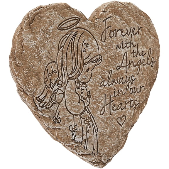 Precious Moments Decorative Resin Angel Memorial Garden Stone, 8-inch Long by 7.25-in Wide, Gray