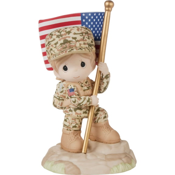 Precious Moments Military Figurine | Thank You for Being My Hero Boy | Bisque Porcelain Figurine | Army Appreciation | Home Decor | Hand-Painted (Girl)