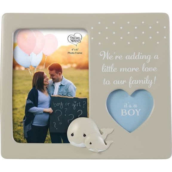 Precious Moments Were Adding Love Resin Gender Reveal Picture Frame, 4" x 6"