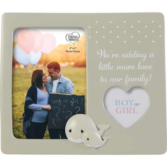 Precious Moments We’re Adding Love Resin Gender Reveal Picture Frame, 4" x 6"