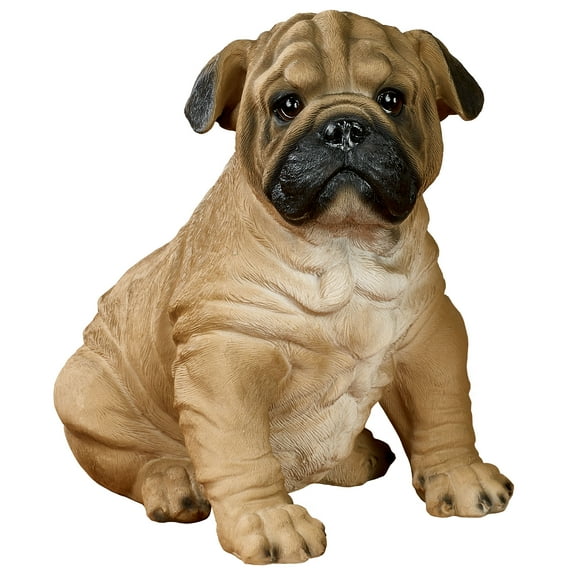 Precious Pug Dog Table Sculpture Light Camel, Black and White 6"Wx13.5"Dx10"H.