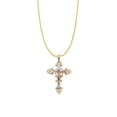 thumbnail image 1 of Precious Stars  1.6 mm 14k Tri-tone Gold Decorative Crucifix Cross Pendant with Rolo Chain, 1 of 1