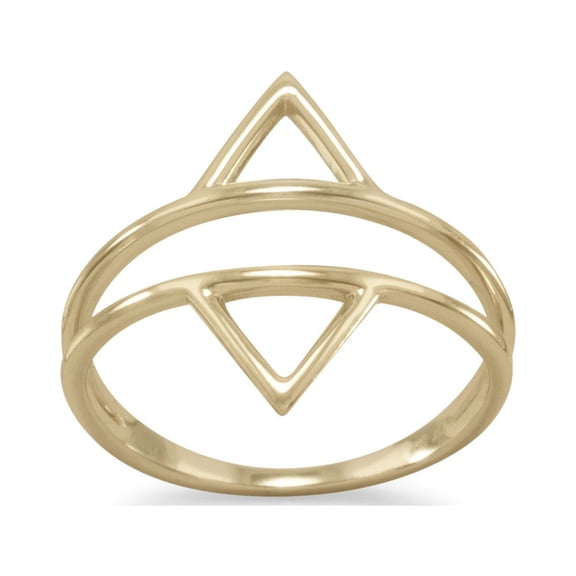 Precious Stars 14K Gold Plated Sterling Silver Double Triangle Ring