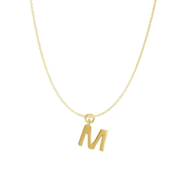 Precious Stars 14K Goldplated Sterling Silver Polished "M" Charm With Goldfilled 1.5mm Cable Chain