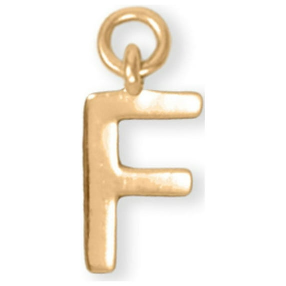 Precious Stars 14K Goldplated Sterling Silver Unisex Polished "F" Charm - No Chain, Pendant Only