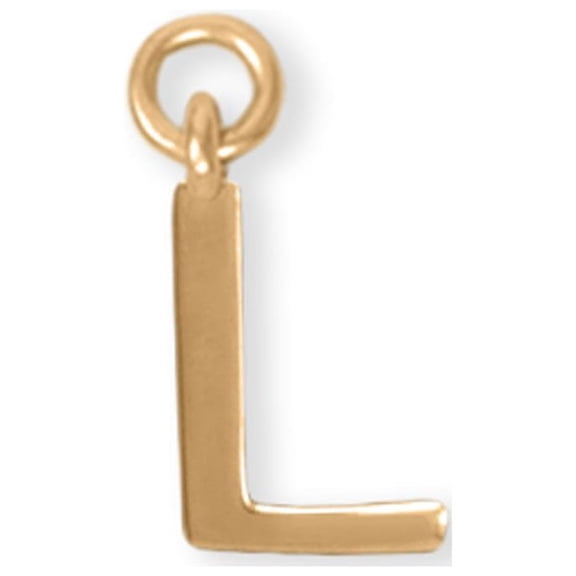Precious Stars 14K Goldplated Sterling Silver Unisex Polished "L" Charm - No Chain, Pendant Only