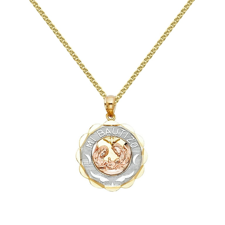 White gold deals baptism necklace